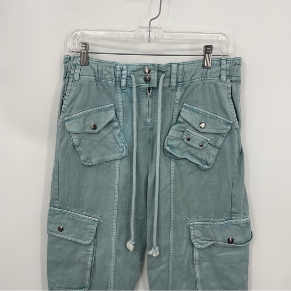 Free People Tahiti Herringbone Cargo Pants Size XS teal - Picture 3 of 10
